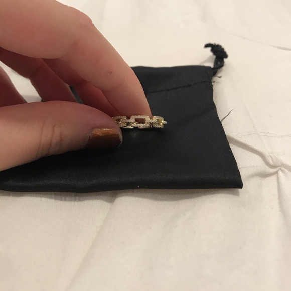 Gold Pavé Box Link Ring - Picture 4 of 6